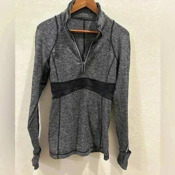 Lululemon Pullover Women Gray Run Full Tilt Half-Zip Long Sleeve Stretch Size 6 - Picture 1 of 5